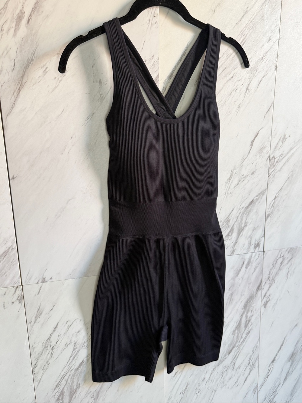 NWT Bundle of 2 Love & Sports Ribbed Crisscross Racerback Biker Short Rompers S - Picture 8 of 12